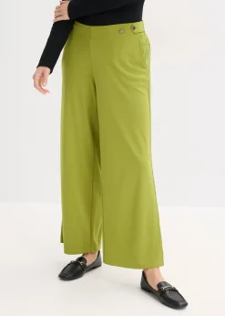bonprix bonprix Pantalón Marlene de Punto di Roma con cinta de satén musgo New