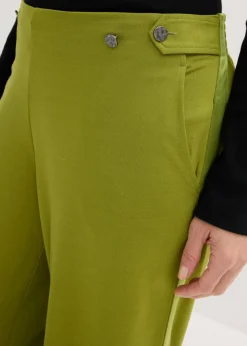 bonprix bonprix Pantalón Marlene de Punto di Roma con cinta de satén musgo New