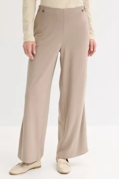 bonprix bonprix Pantalón Marlene de Punto di Roma con cinta de satén Marrón grisáceo Outlet
