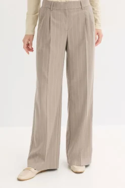 bonprix bonprix Pantalón Marlene de raya diplomática Marrón grisáceo/blanco perla de rayas New