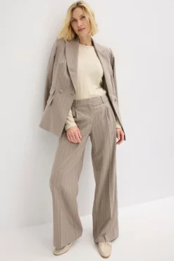 bonprix bonprix Pantalón Marlene de raya diplomática Marrón grisáceo/blanco perla de rayas New