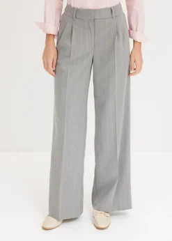 bonprix bonprix Pantalón Marlene de raya diplomática gris-beige con rayas Discount