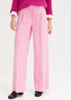 bonprix bonprix Pantalón Marlene de raya diplomática rosa orquídea-fucsia claro con rayas Best