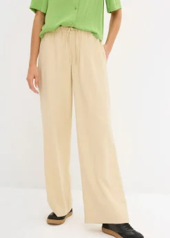 bonprix bonprix Pantalón Marlene de viscosa fluida Beige verdoso Discount