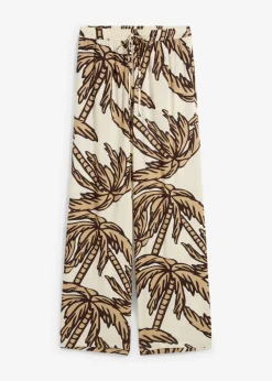 bonprix bonprix Pantalón Marlene de viscosa fluida crudo-marrón oscuro-beige nuevo New
