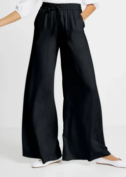 bonprix bonprix Pantalón Marlene de viscosa ligeramente brillante Negro Online