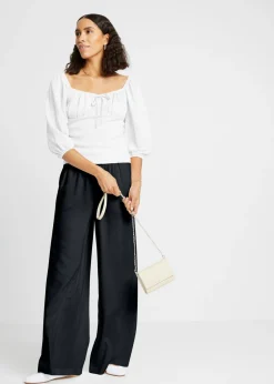 bonprix bonprix Pantalón Marlene de viscosa ligeramente brillante Negro Online