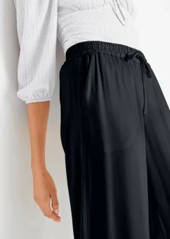 bonprix bonprix Pantalón Marlene de viscosa ligeramente brillante Negro Online