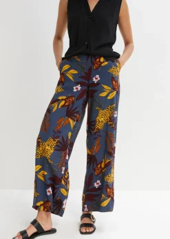 bonprix bonprix Pantalón Marlene de viscosa pura Gris oscuro estampado New