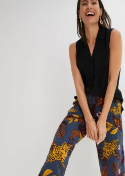 bonprix bonprix Pantalón Marlene de viscosa pura Gris oscuro estampado New