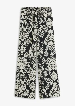 bonprix bonprix Pantalón palazzo Negro-gris guijarro Discount
