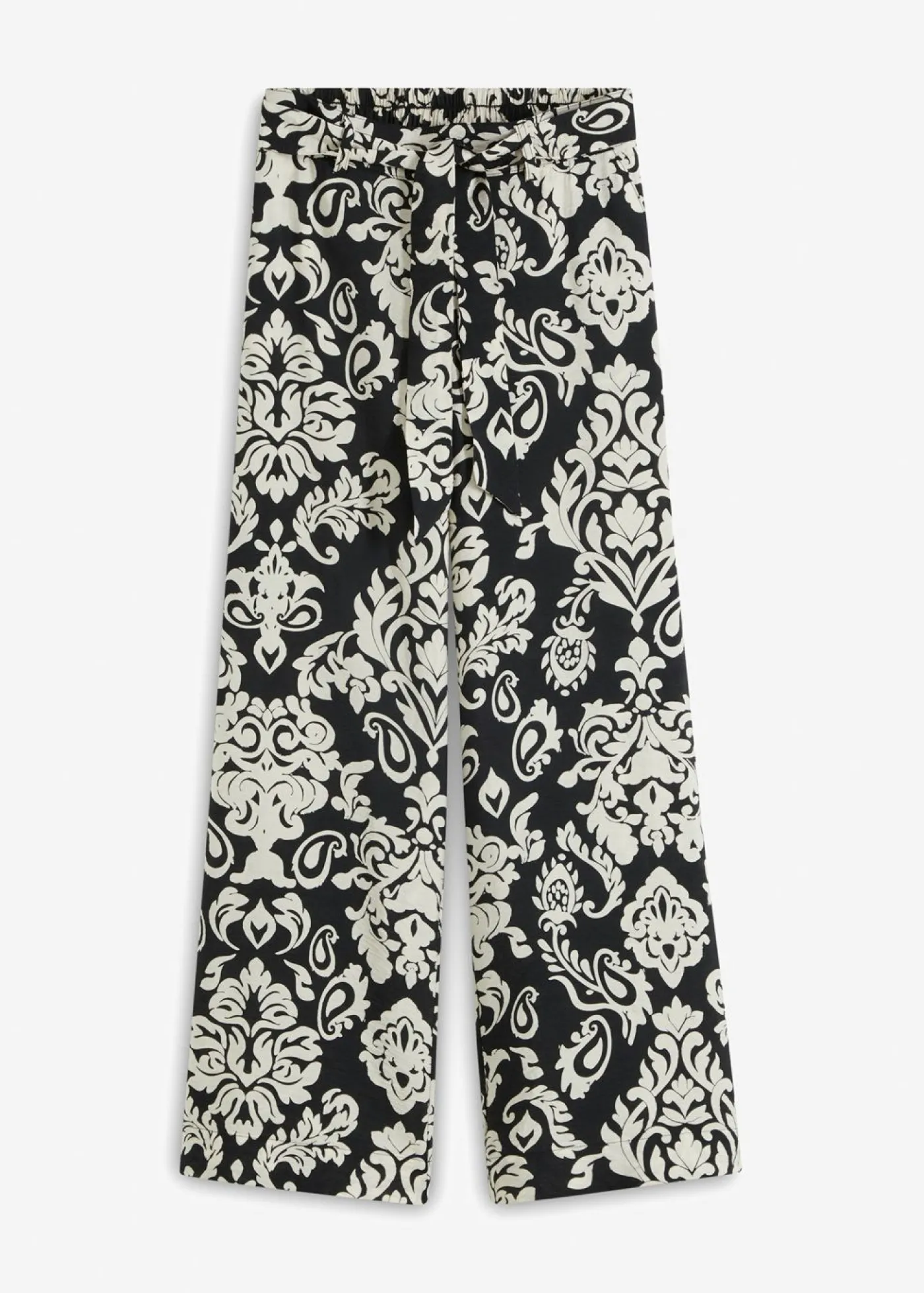 bonprix bonprix Pantalón palazzo Negro-gris guijarro Discount