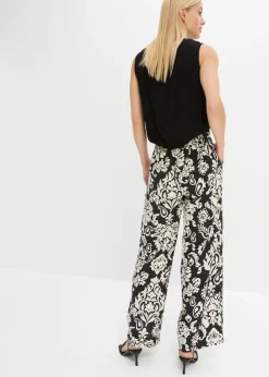 bonprix bonprix Pantalón palazzo Negro-gris guijarro Discount
