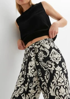bonprix bonprix Pantalón palazzo Negro-gris guijarro Discount