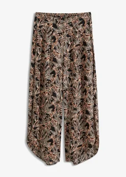bonprix bonprix Pantalón palazzo con abertura negro/naranja/crudo