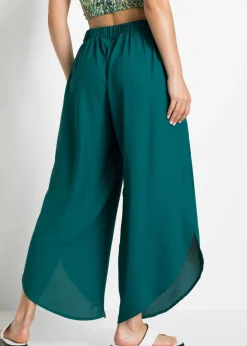 bonprix bonprix Pantalón palazzo con abertura Azul petróleo Hot
