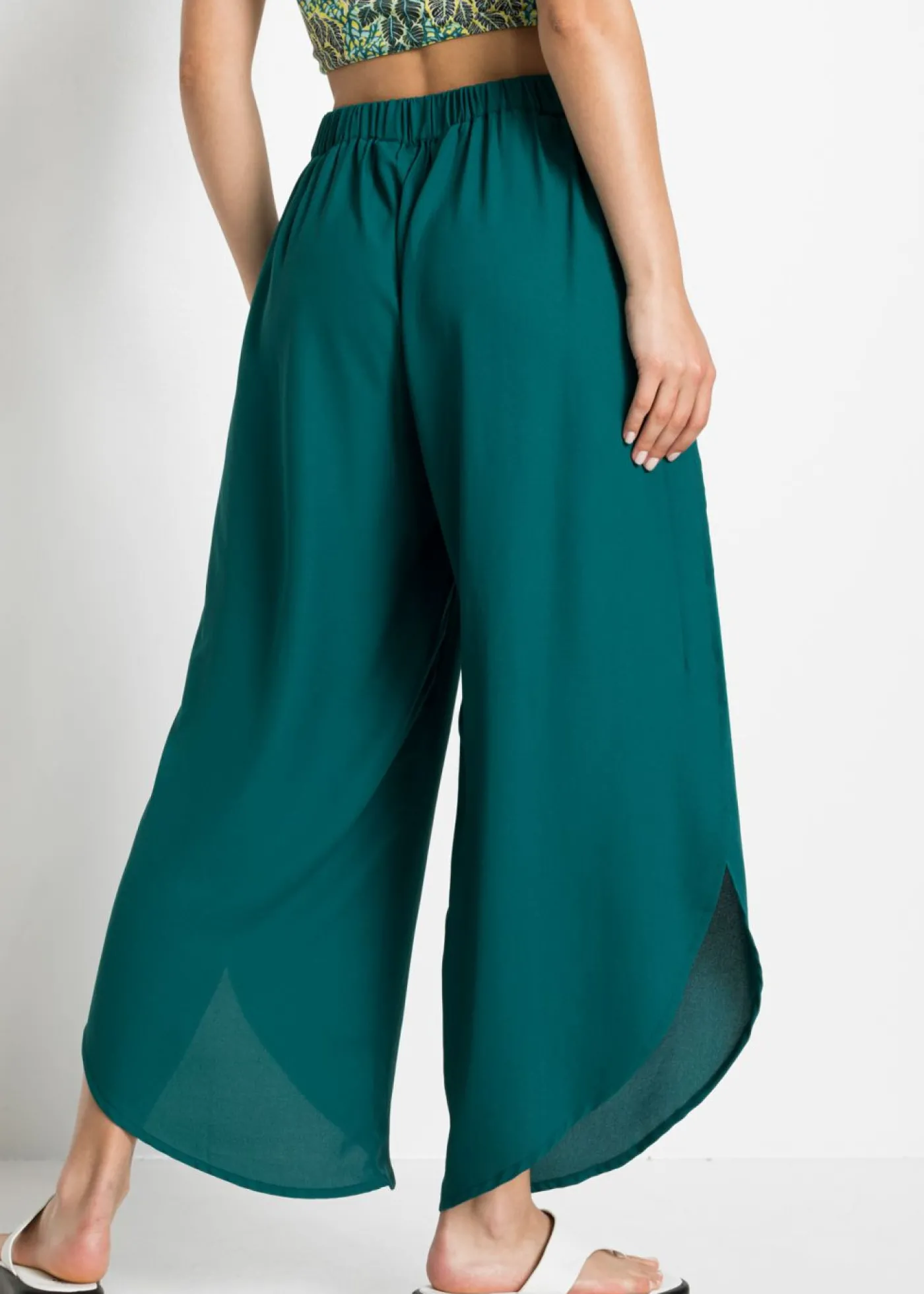 bonprix bonprix Pantalón palazzo con abertura Azul petróleo Hot