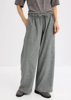 bonprix bonprix Pantalón palazzo con aspecto de lana antracita jaspeado moteado Best