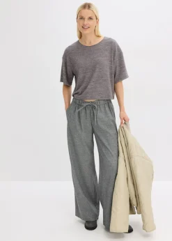 bonprix bonprix Pantalón palazzo con aspecto de lana antracita jaspeado moteado Best