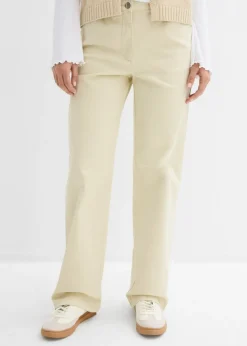 bonprix bonprix Pantalón palazzo con cinturilla cómoda y talle alto Arena claro Hot