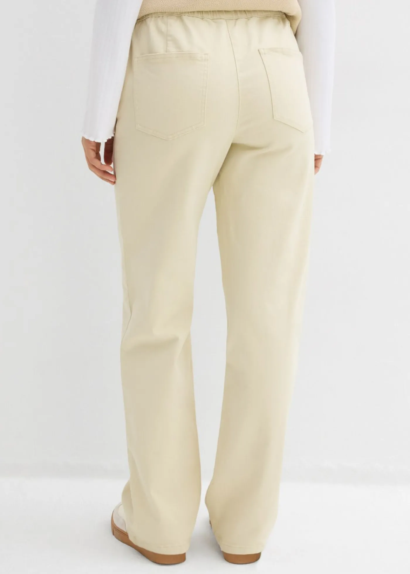 bonprix bonprix Pantalón palazzo con cinturilla cómoda y talle alto Arena claro Hot