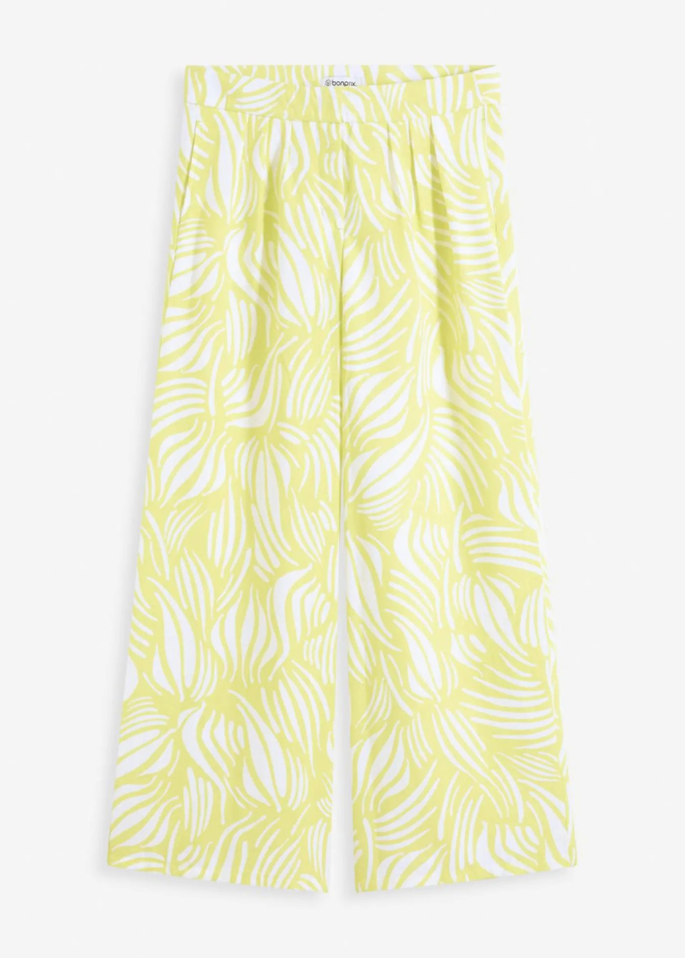 bonprix bonprix Pantalón palazzo con cintura cómoda amarillo cítrico-blanco lana Clearance