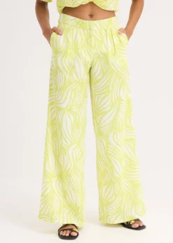 bonprix bonprix Pantalón palazzo con cintura cómoda amarillo cítrico-blanco lana Clearance