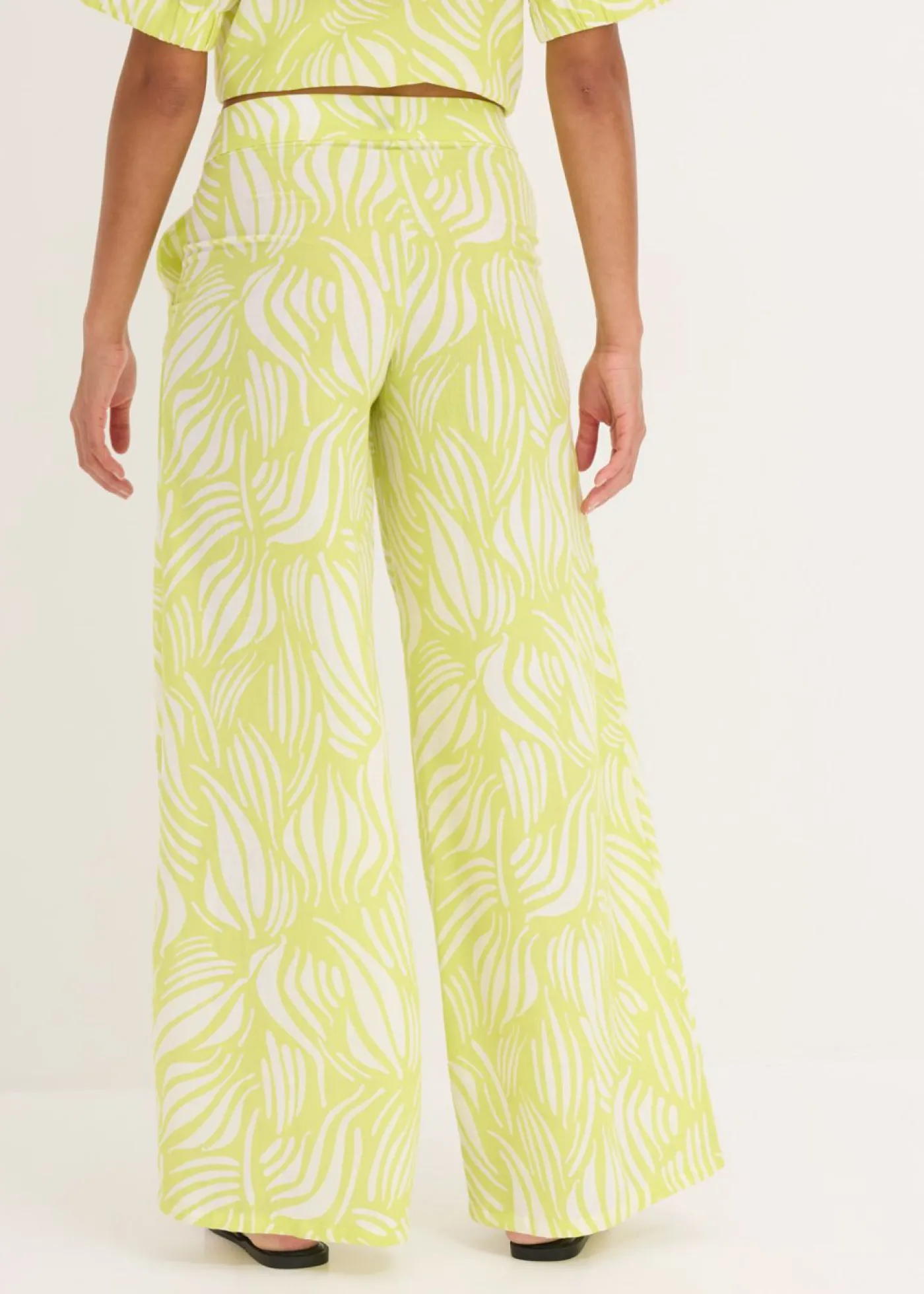bonprix bonprix Pantalón palazzo con cintura cómoda amarillo cítrico-blanco lana Clearance