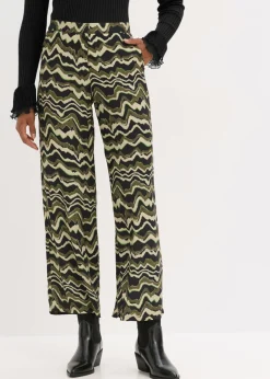 bonprix bonprix Pantalón palazzo de crepé de viscosa Verde oliva oscuro Online
