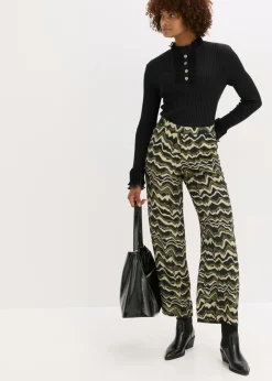bonprix bonprix Pantalón palazzo de crepé de viscosa Verde oliva oscuro Online