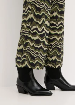 bonprix bonprix Pantalón palazzo de crepé de viscosa Verde oliva oscuro Online
