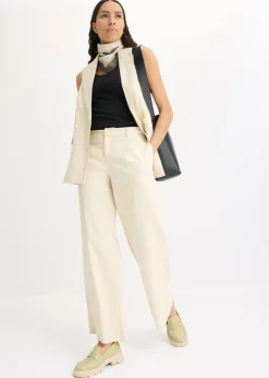 bonprix bonprix Pantalón palazzo de lino Arena claro Outlet