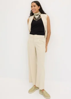 bonprix bonprix Pantalón palazzo de lino Arena claro Outlet
