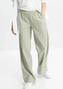 bonprix bonprix Pantalón palazzo de lino Verde alga New