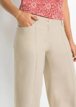 bonprix bonprix Pantalón palazzo de mezcla de lino Beige Sale
