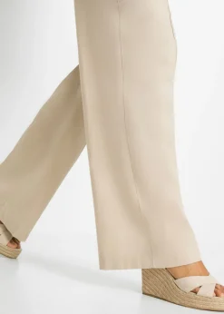bonprix bonprix Pantalón palazzo de mezcla de lino Beige Sale