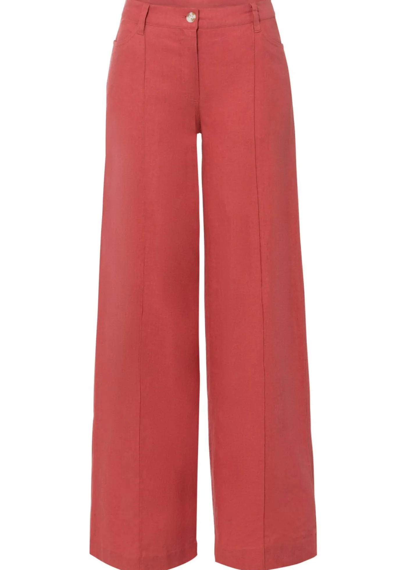 bonprix bonprix Pantalón palazzo de mezcla de lino rojo mate Clearance