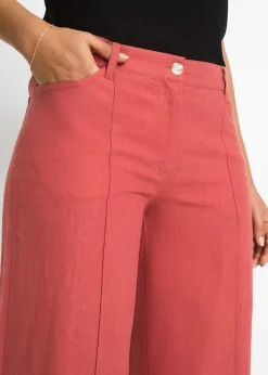bonprix bonprix Pantalón palazzo de mezcla de lino rojo mate Clearance