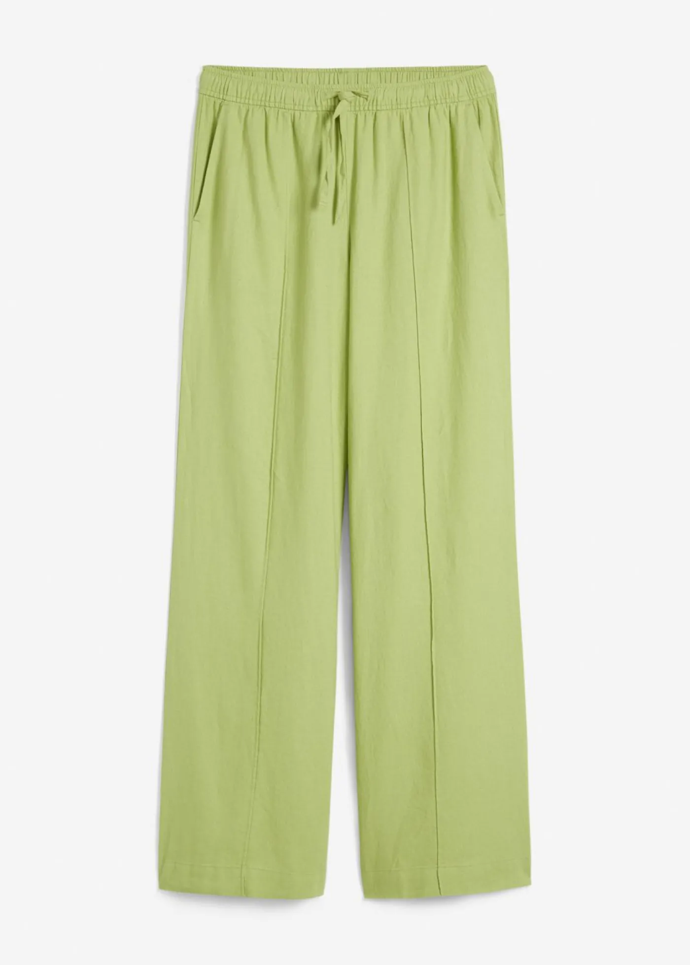 bonprix bonprix Pantalón palazzo de mezcla ligera de viscosa y lino Verde pera Clearance