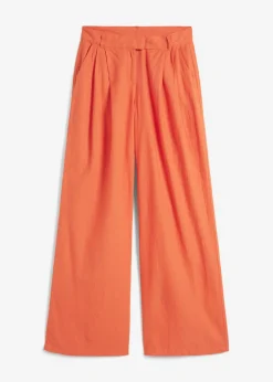 bonprix bonprix Pantalón palazzo de mezcla ligera de viscosa y lino Naranja cobrizo Best