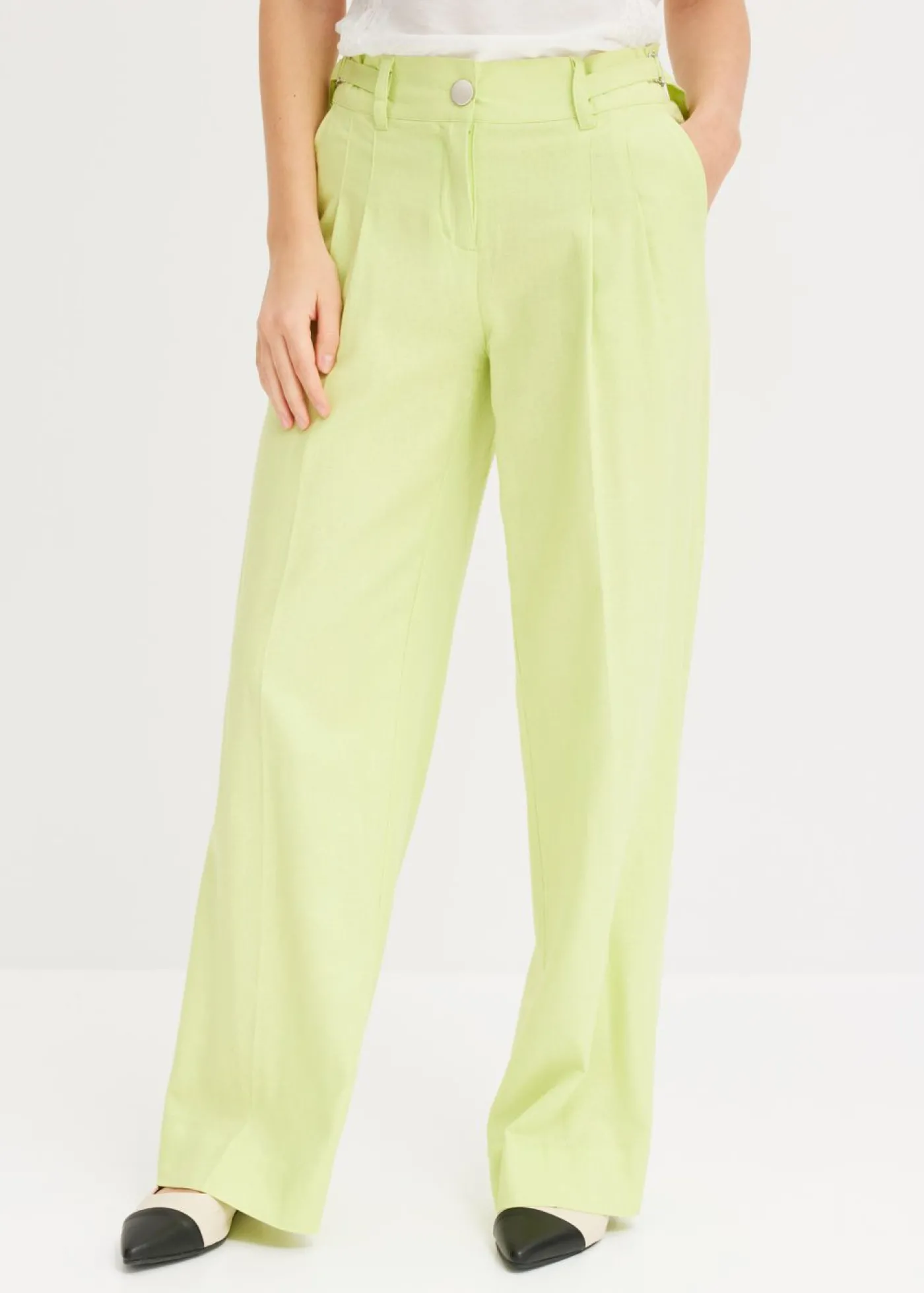 bonprix bonprix Pantalón palazzo de mezcla de lino ligero Verde menta