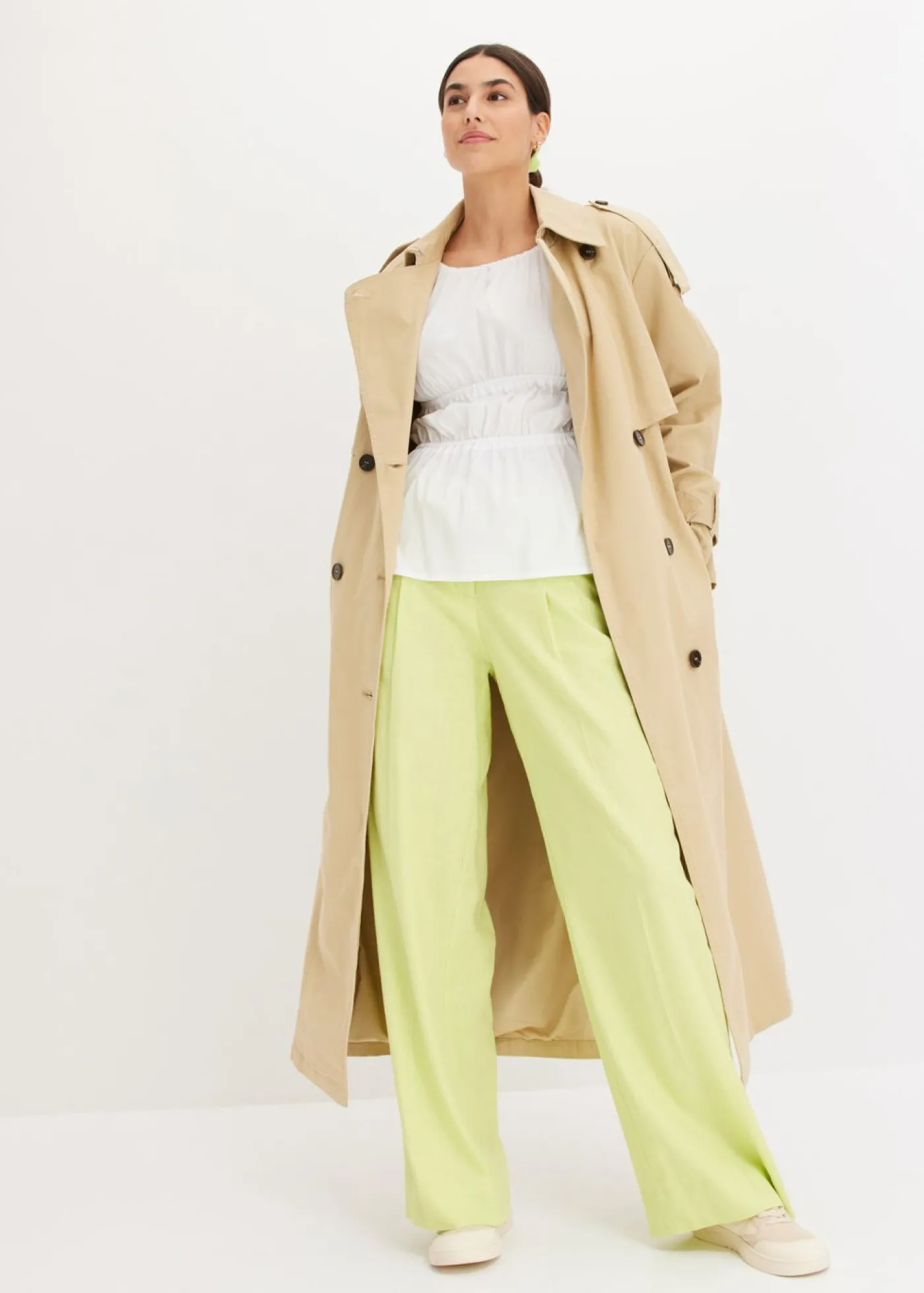 bonprix bonprix Pantalón palazzo de mezcla de lino ligero Verde menta