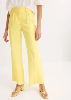 bonprix bonprix Pantalón palazzo de mezcla de lino Amarillo suave Best