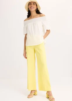 bonprix bonprix Pantalón palazzo de mezcla de lino Amarillo suave Best