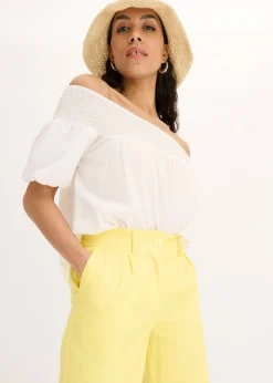 bonprix bonprix Pantalón palazzo de mezcla de lino Amarillo suave Best
