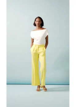 bonprix bonprix Pantalón palazzo de mezcla de lino Amarillo suave Best