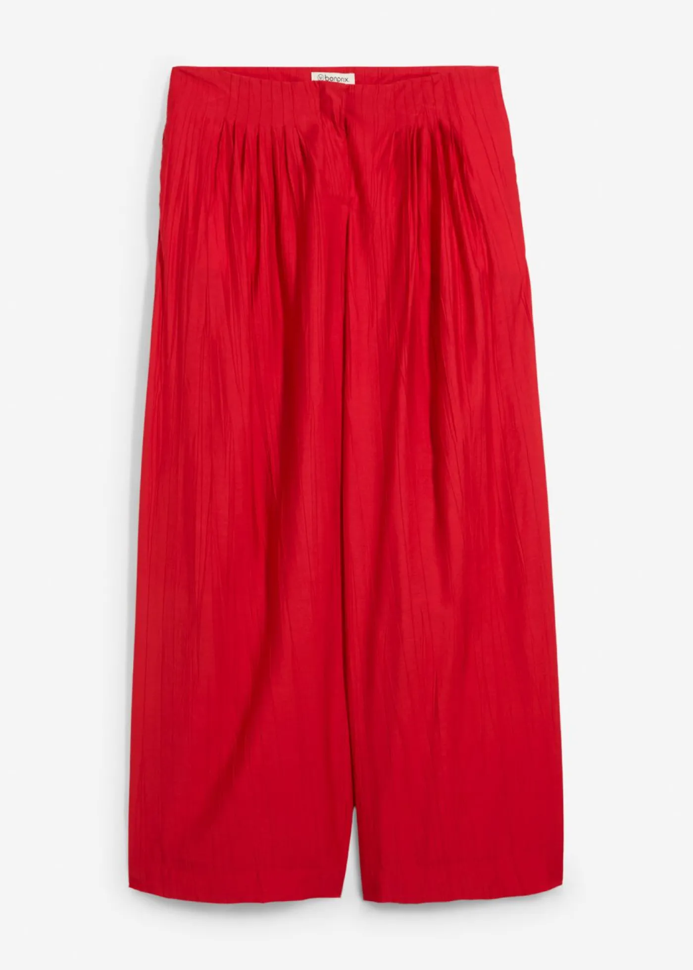bonprix bonprix Pantalón palazzo de mezcla de viscosa arrugada con estructura Rojo salsa Clearance