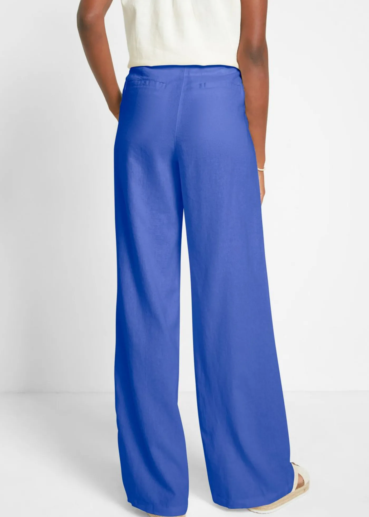 bonprix bonprix Pantalón palazzo de mezcla ligera de viscosa y lino Azul azafata