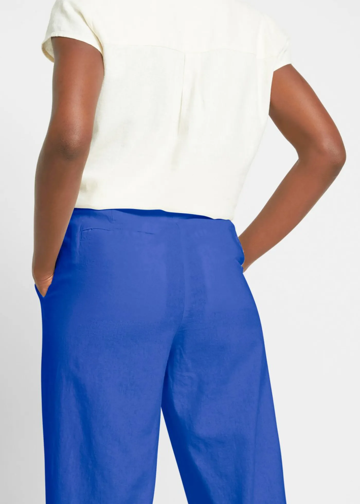 bonprix bonprix Pantalón palazzo de mezcla ligera de viscosa y lino Azul azafata
