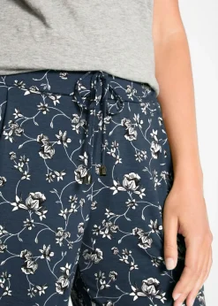 bonprix bonprix Pantalón palazzo de mezcla de viscosa Azul marino de flores Hot